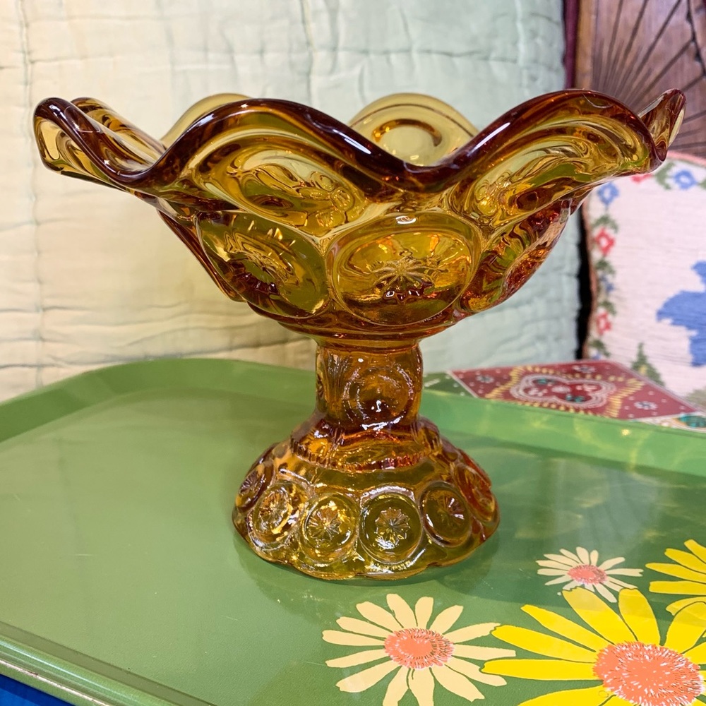 Amber Glass Compote